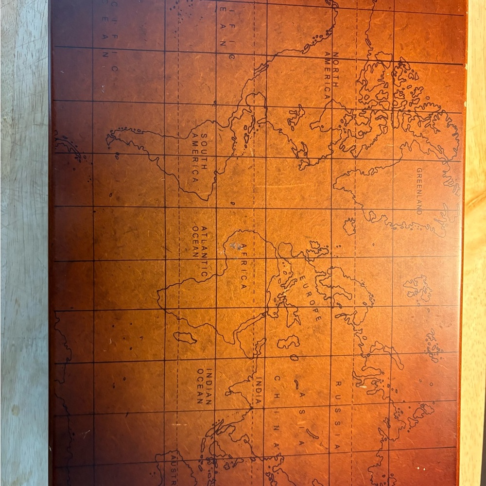 Vintage Brown World Map Box